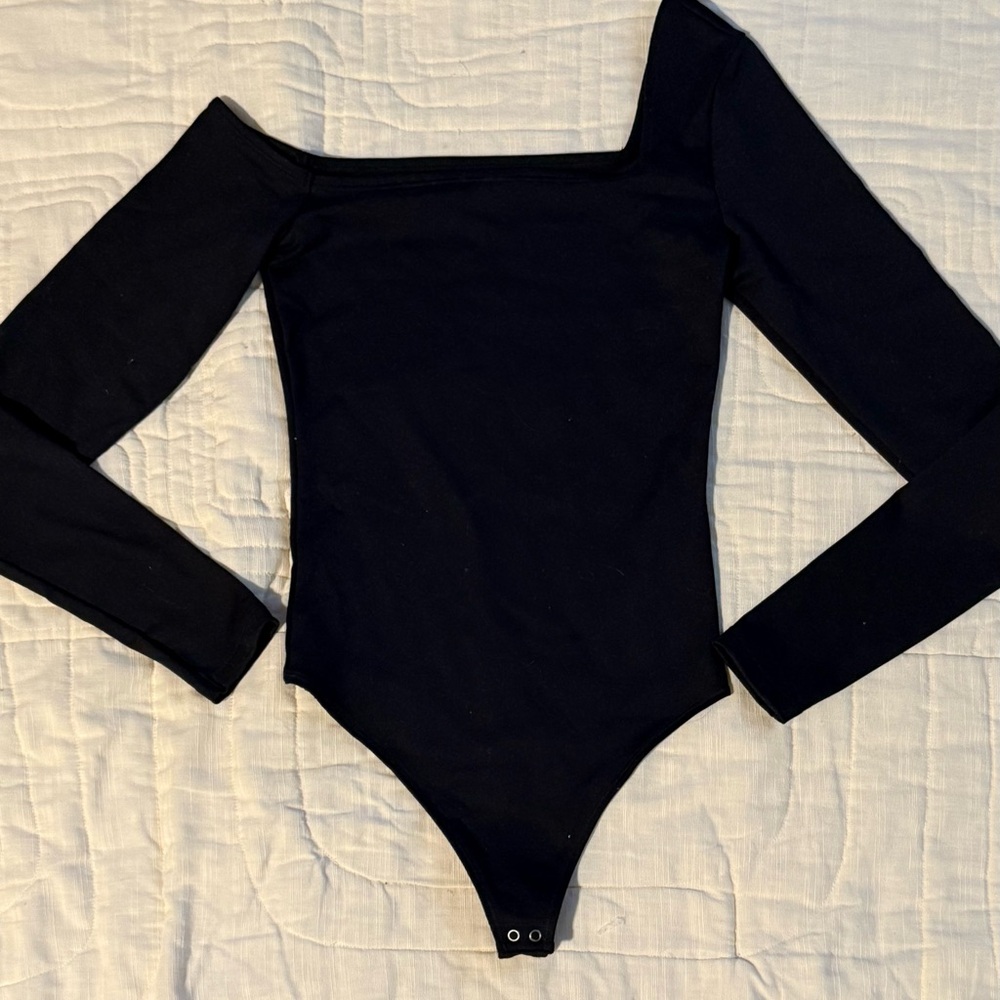 Abercrombie Black Asymmetrical Seamless Bodysuit
